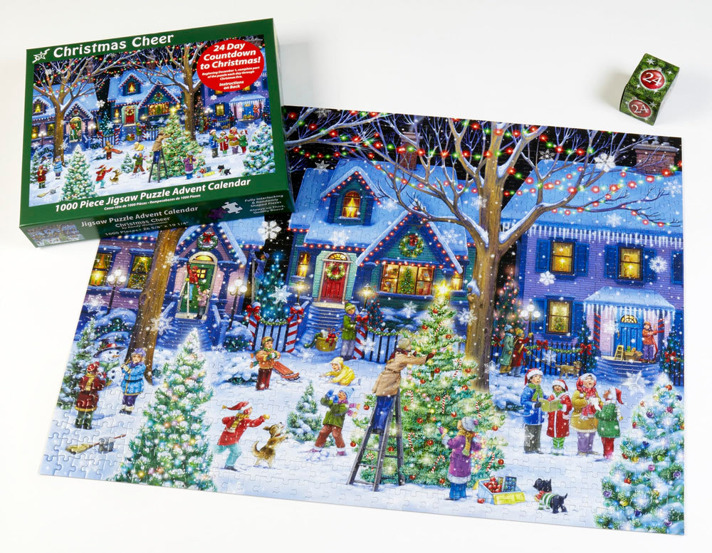 Random-shaped interlocking pieces from Vermont Christmas Company puzzle for snug fits.