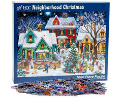Vermont Christmas Company Neighborhood puzzle finished size 26-5-8 by 19-1-4 inches.