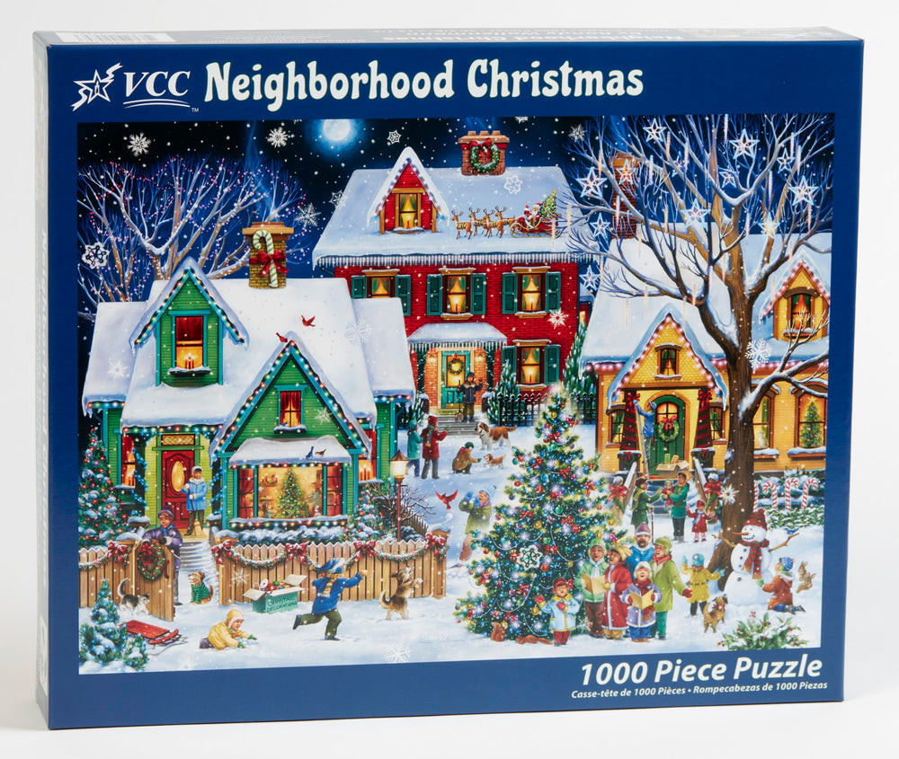 Vermont Christmas Company Neighborhood puzzle with interlocking pieces ensures a secure build.