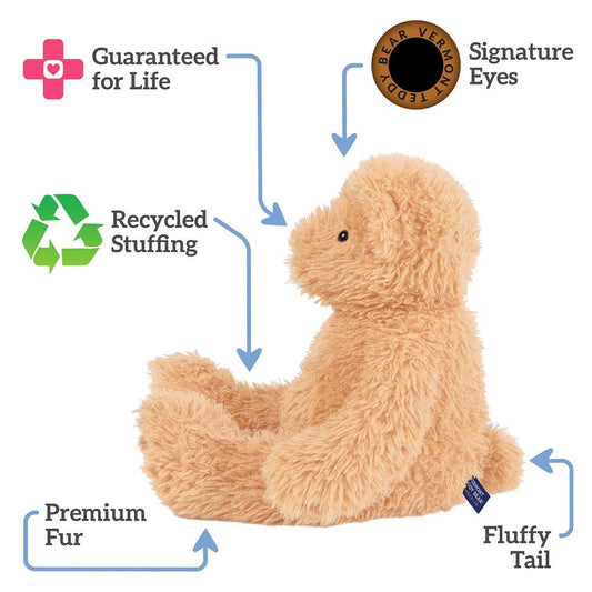 Vermont Teddy Bear Classic 18-inch cuddly expression inviting smiles.