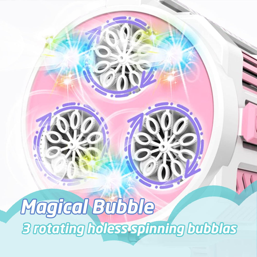 VERSDITAS bubble gun with sight and blue flashlights for evening play.