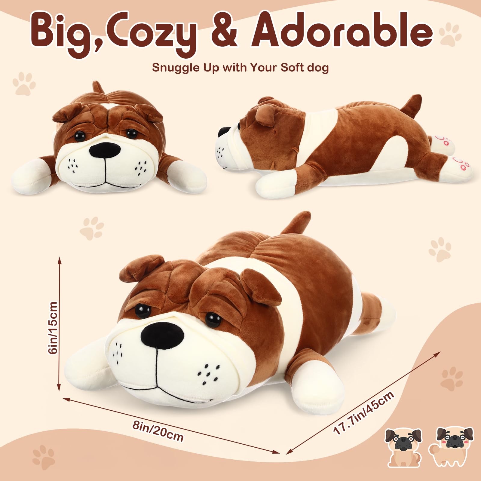 Vertintong embroidered details on the plush dog add lifelike charm for imaginative play.