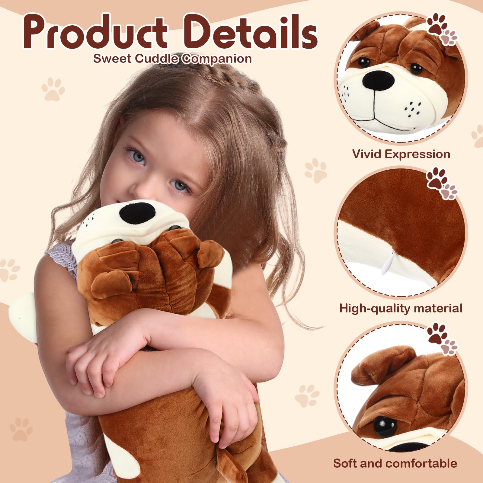 Soft stretch plush fabric with PP cotton filling delivers snug, sink-in snuggles.