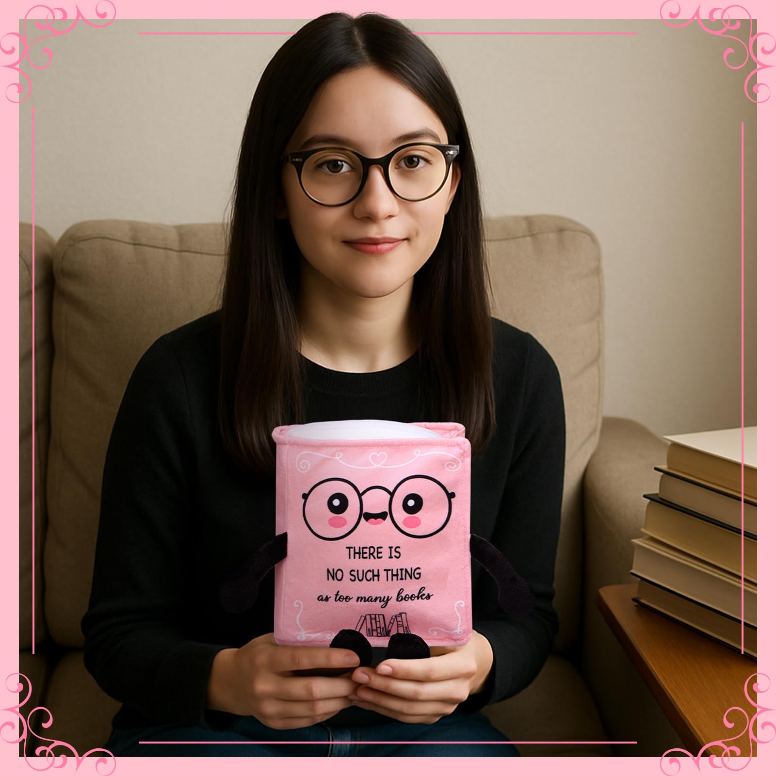 Compact display piece measuring about 19x16x7 cm, Vertintong pink plush.