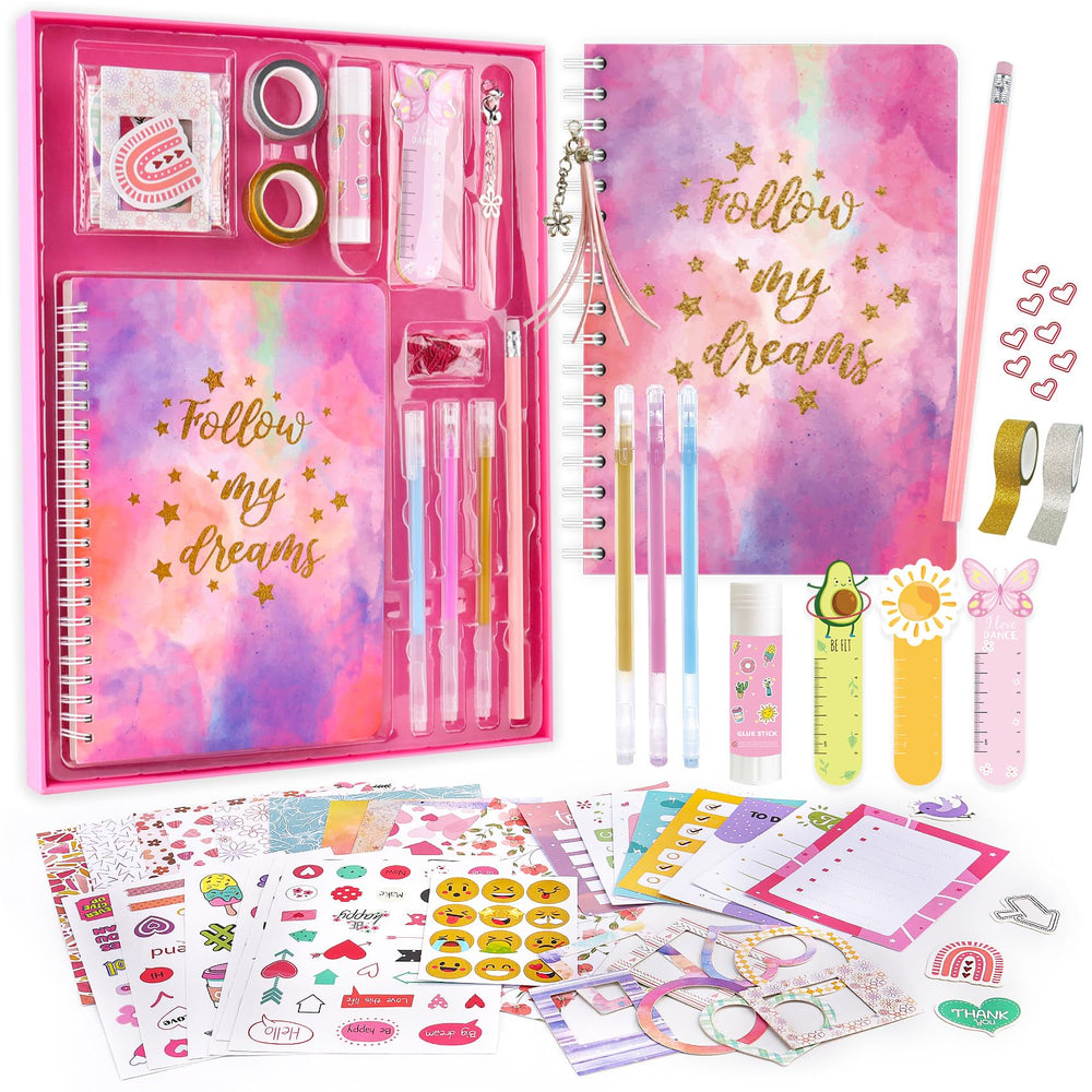 VERTOY DIY Journal Kit with pink box and glitter pens for creative journaling