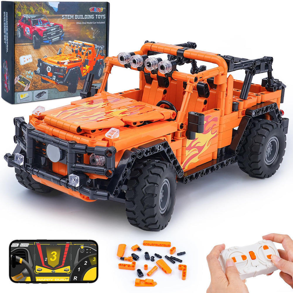 VERTOY STEM car kit with 740+ bricks for immersive off-road building and play