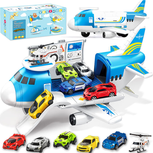 VESIHOLO airplane toy big plane with five cars inside for imaginative play