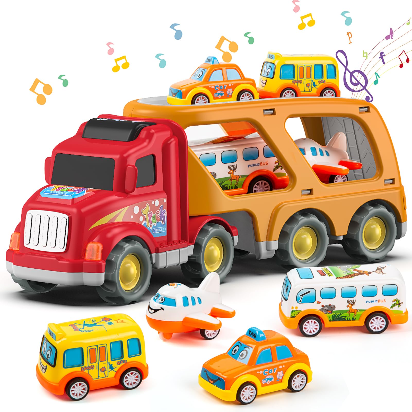 Veslier 5-in-1 transport truck with mini-cars for imaginative play.