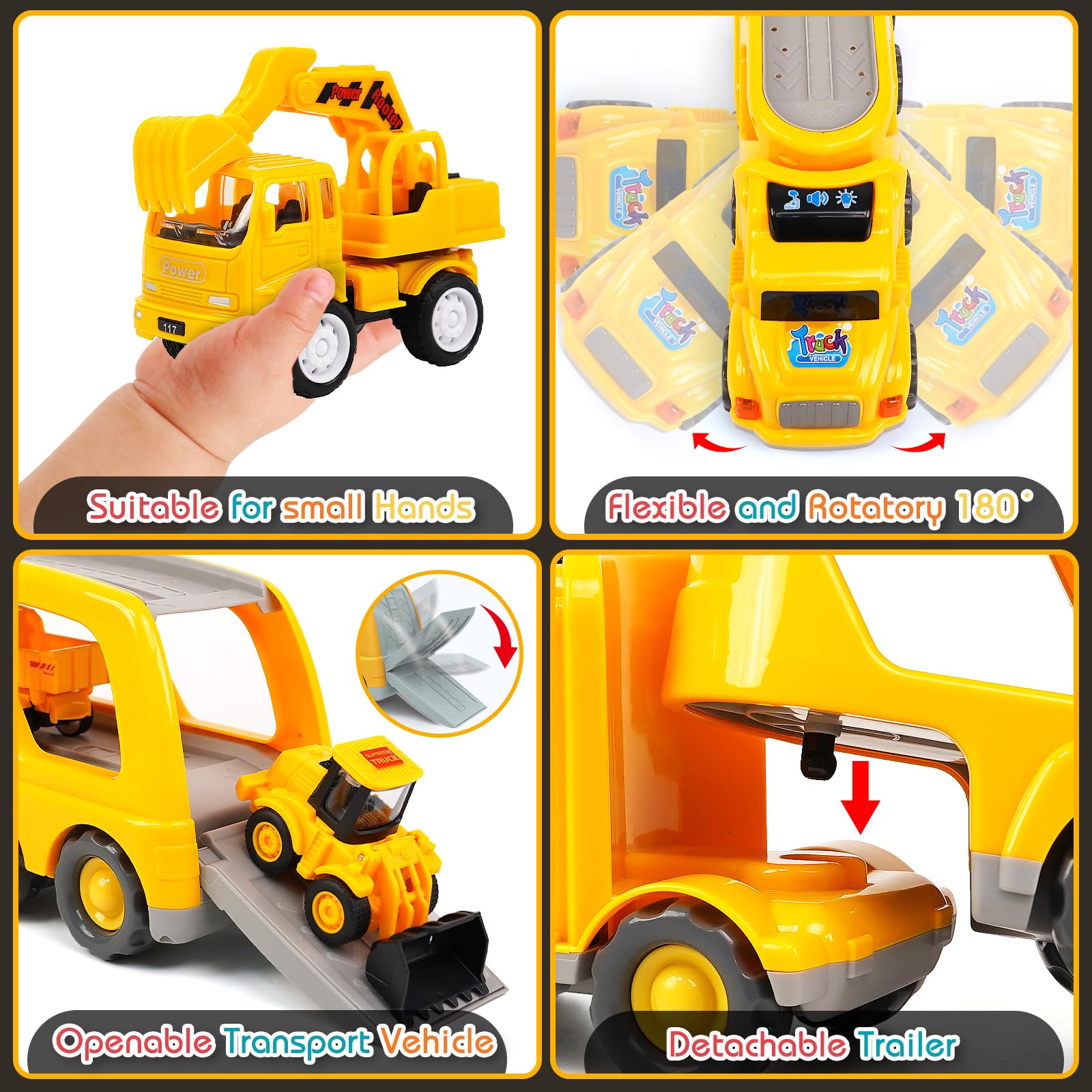 Veslier 9in1 construction truck push-and-go action for active play