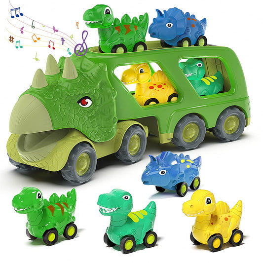 Veslier dinosaur truck with friction pullback for durable, engaging play.