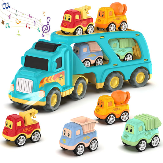 Veslier blue transport truck image promotes imaginative play and color recognition.