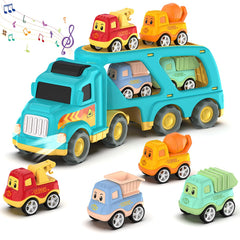 Veslier blue transport truck image promotes imaginative play and color recognition.