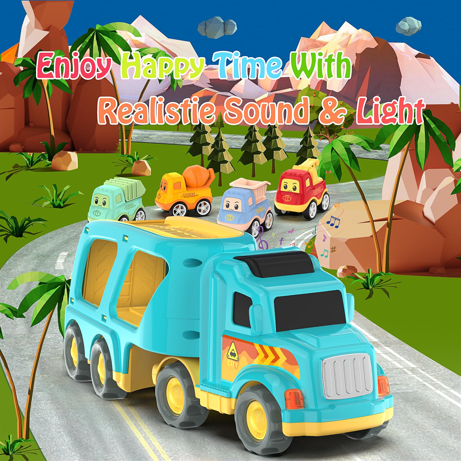 Veslier mud truck image invites outdoor-inspired imaginative play.