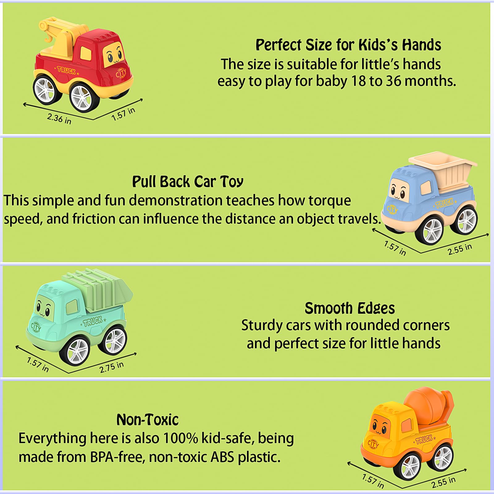 Veslier pull-back cars image showing quick-action play for little hands.