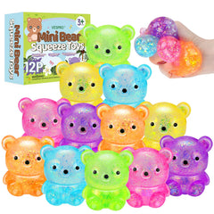VESPRO 12-pack bear squishy balls in bright colors for tactile play and stress relief