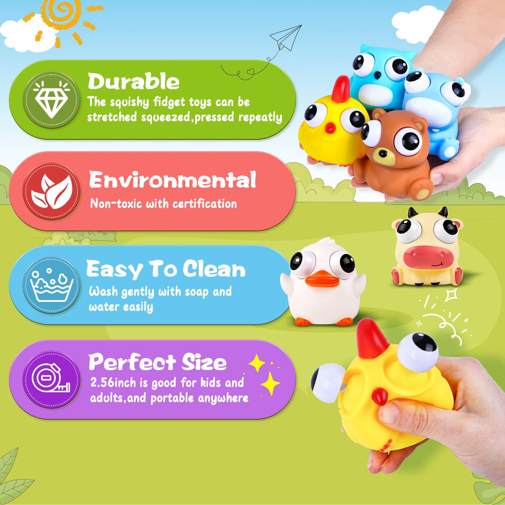 VESPRO 8-pack calf squishy with popping eyes for hand exercises