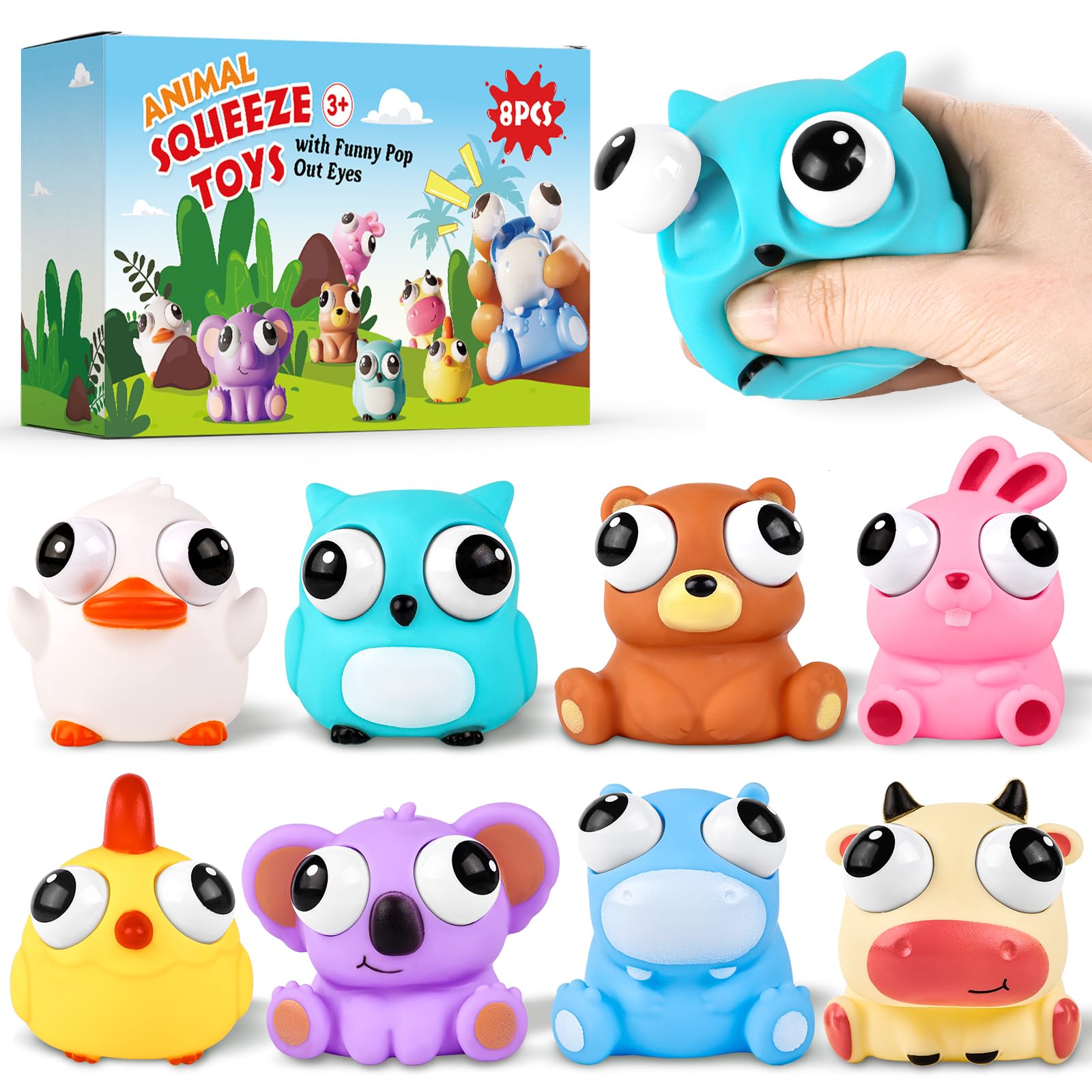 VESPRO 8-pack chick squishy with popping eyes for sensory play and stress relief