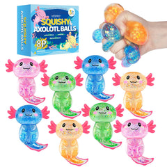 VESPRO 8-pack axolotl stress balls set, playful sensory tool for calm focus.