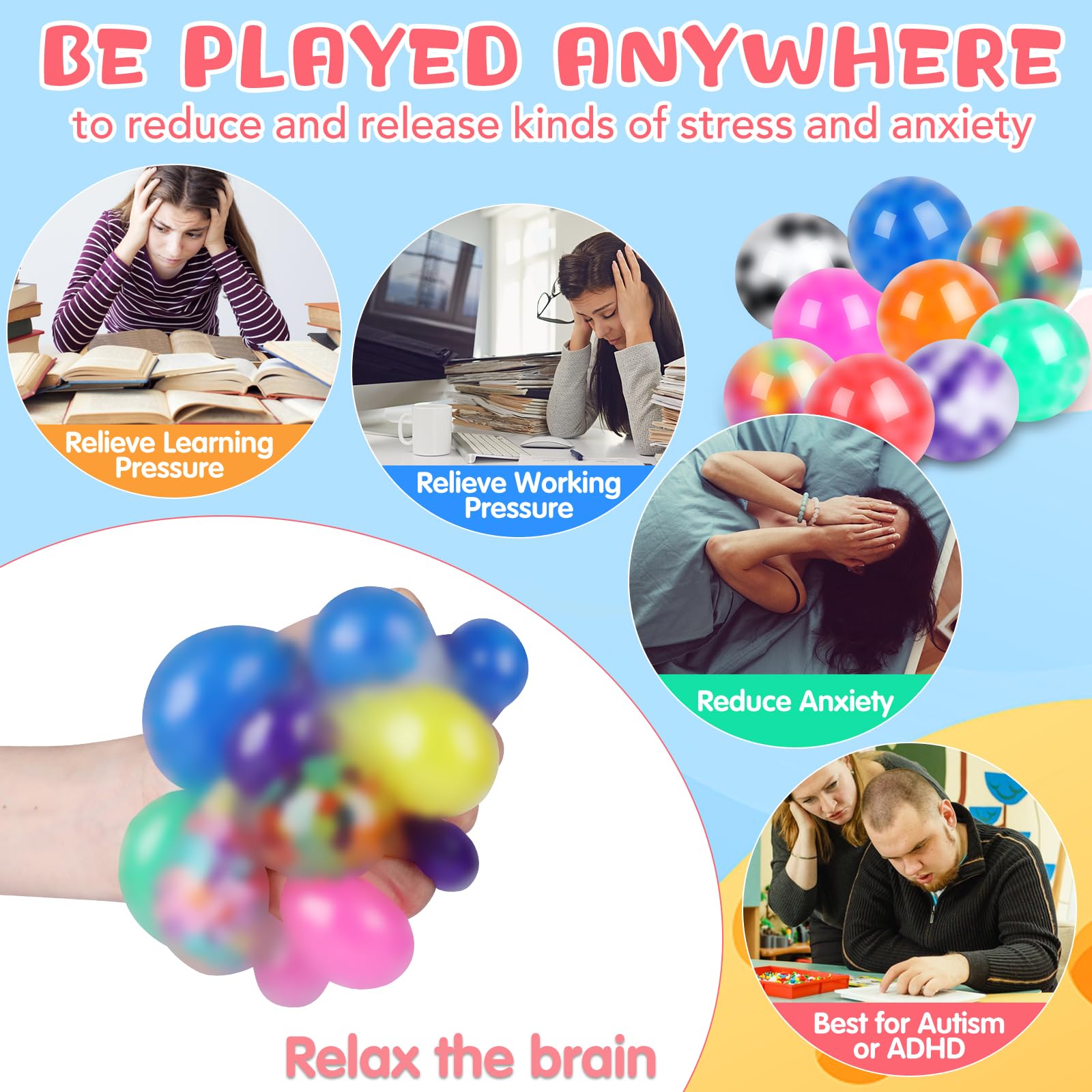 VESPRO stress balls as birthday gifts easy to share and gift-wrap.