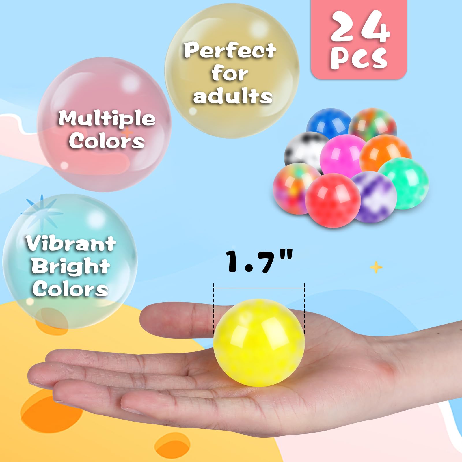 VESPRO squishy ball close-up showing soft texture ideal for tactile fidgeting.