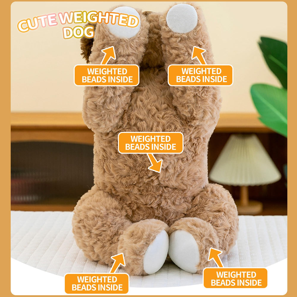 VETENSO dog plush on a desk, a calm, focus-friendly companion.