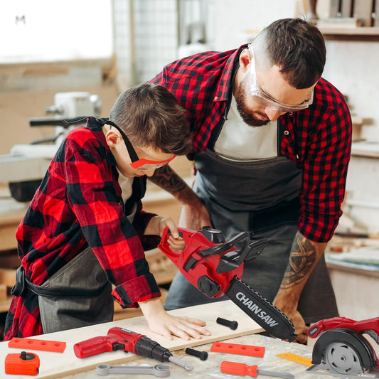 Vextronic electric toy drill with interchangeable bits for versatile pretend play