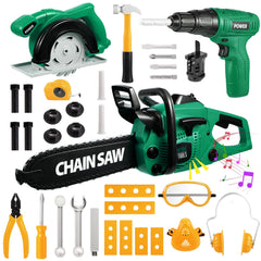 Vextronic Kids Tool Set chainsaw action, safe for toddlers during pretend play