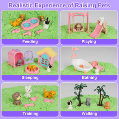 Vextronic feeding bowls and tub set for realistic pet routines