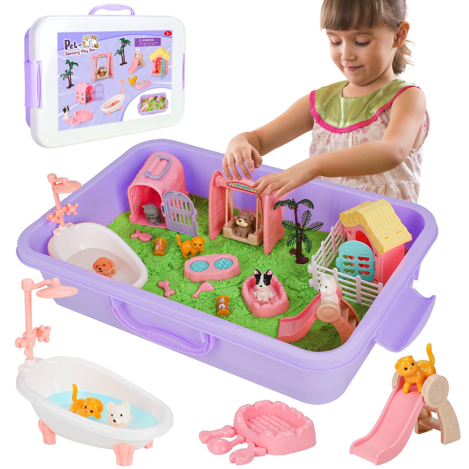 Vextronic pet sensory bin with lid for organized play and storage