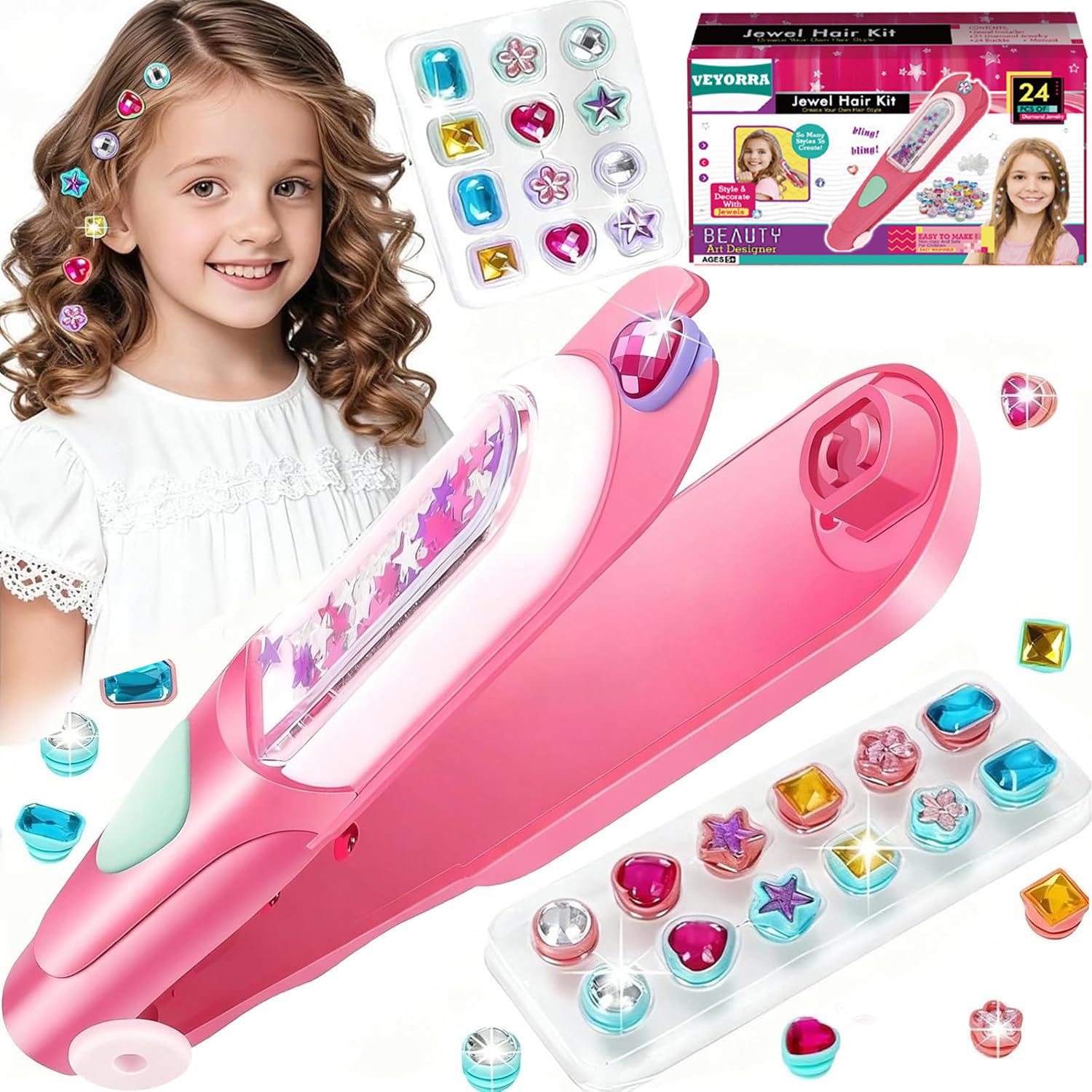 VEYORRA hair gem stamper tool for quick, precise sparkle in hair