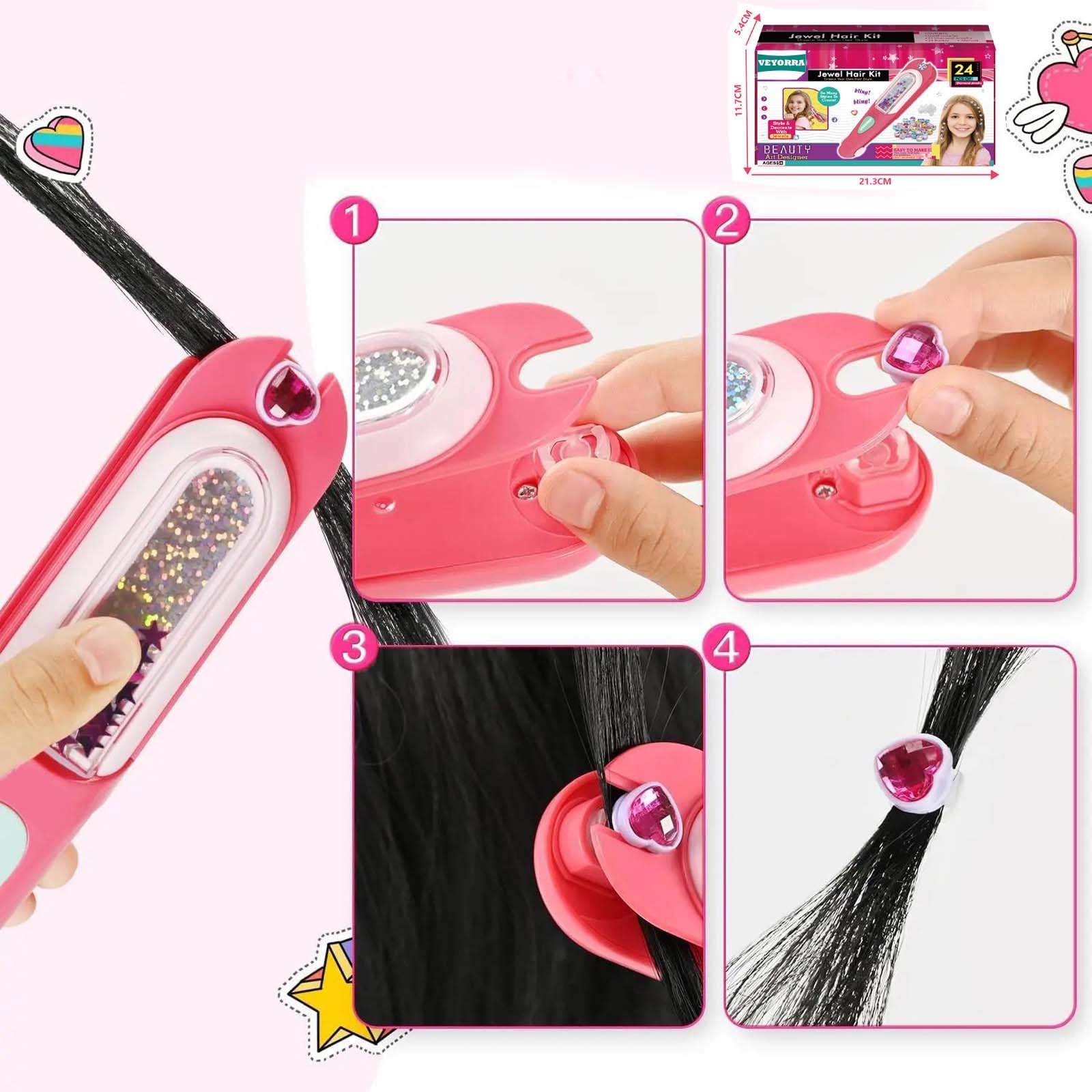 VEYORRA sparkling hair gems on hair for vibrant party looks