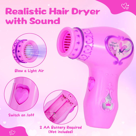 VGOFUN realistic hair dryer toy with authentic sound enhances pretend styling