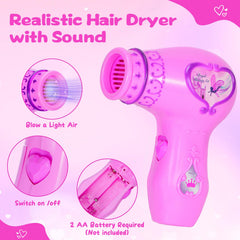 VGOFUN realistic hair dryer toy with authentic sound enhances pretend styling
