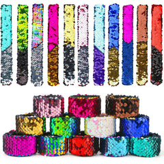 VGOODALL 24pcs slap bracelets with mermaid flip design for colorful party favors that kids love.