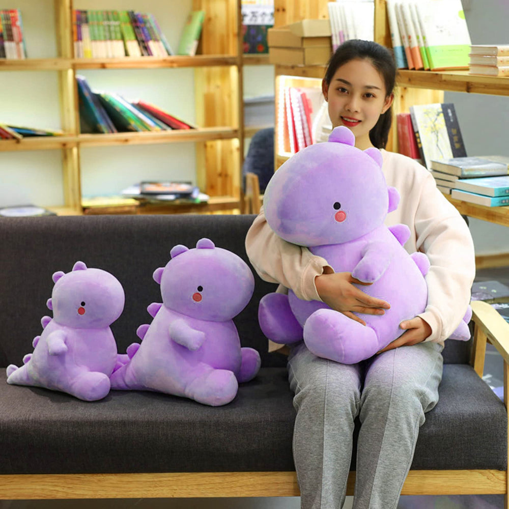 VHYHCY purple dinosaur plush face with friendly expression for imaginative play