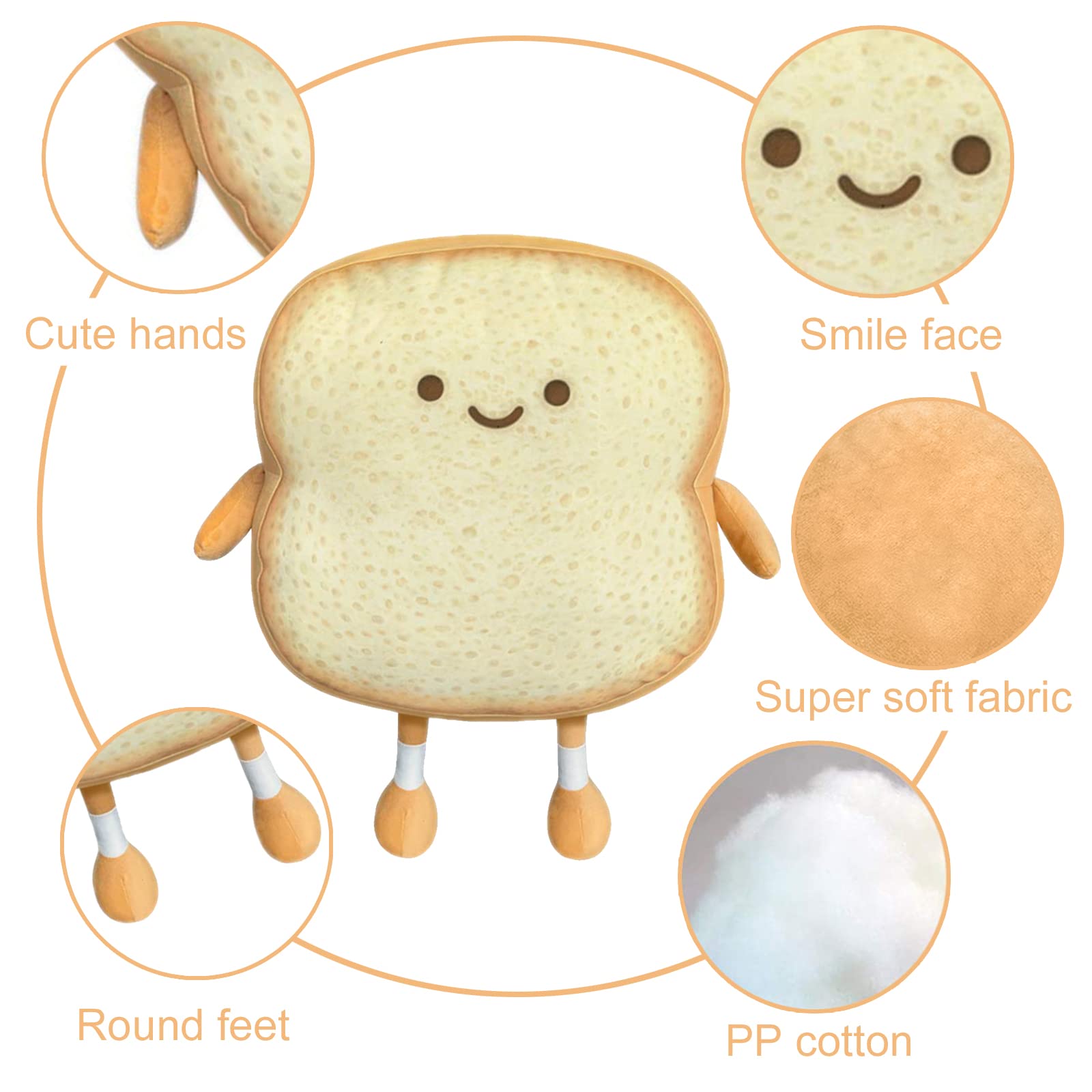 VHYHCY toast bread plush showing European sewing craftsmanship