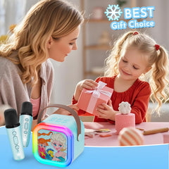 VibeHaven Frozen karaoke machine kids playing encourages family singing time.