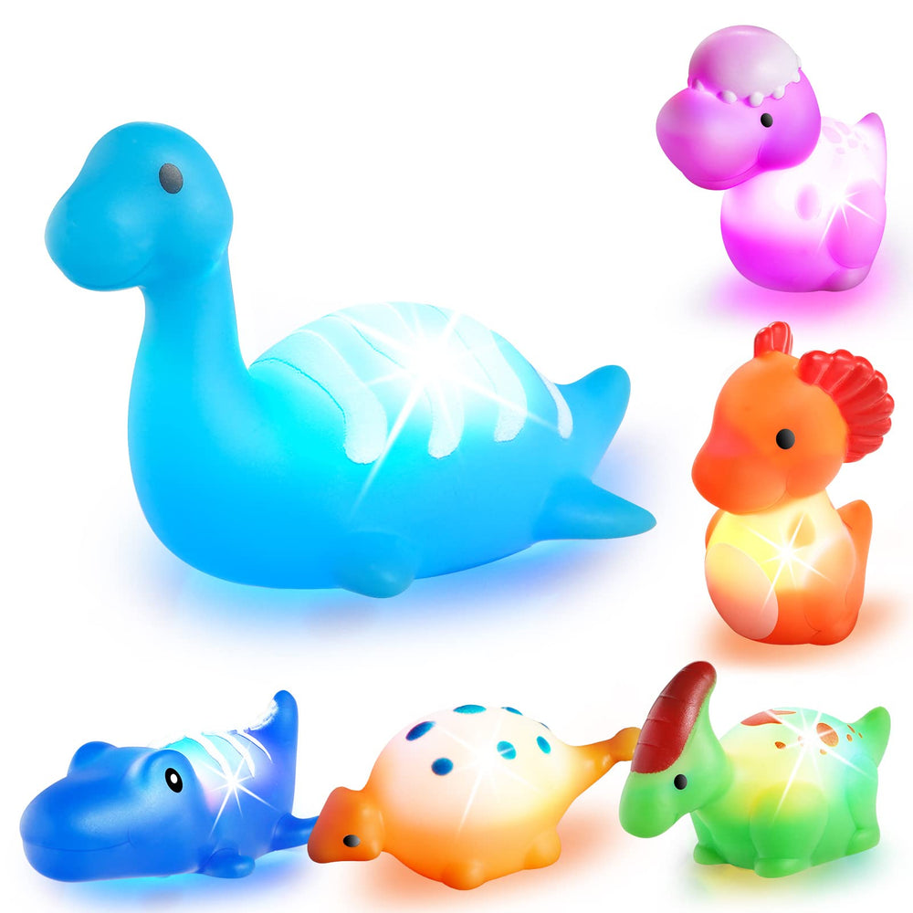 VIBOYLAR glow dinosaur bath toy floats in tub for engaging bath time