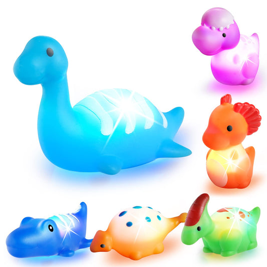 VIBOYLAR glow dinosaur bath toy floats in tub for engaging bath time