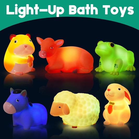 VIBOYLAR glowing farm animals light up in water during bath play
