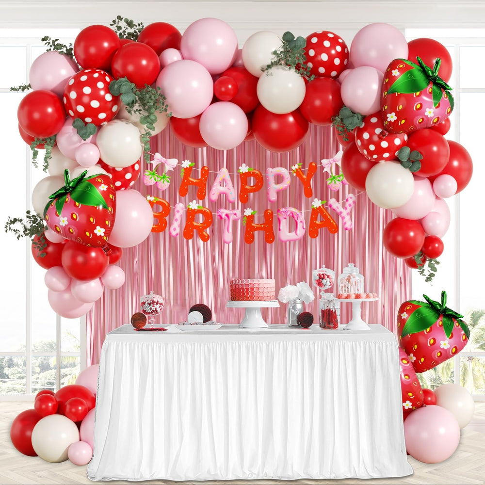 Vicduotex complete strawberry party backdrop for memorable photos.