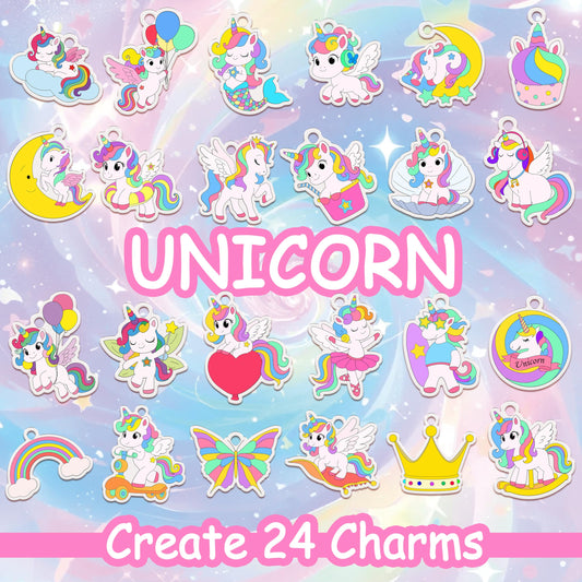 Vicentorra 24 pre-cut unicorn charms ready to color