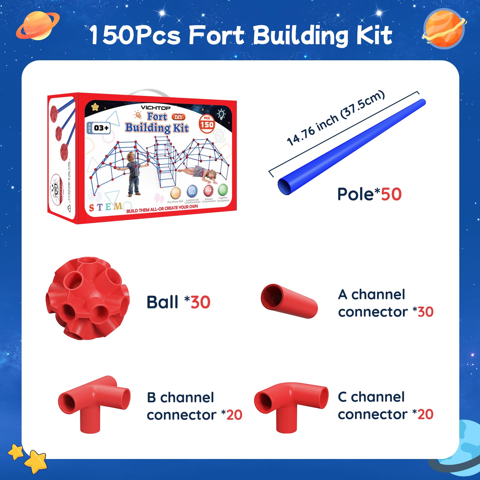 Gift-ready VICHTOP fort kit for birthdays and holidays