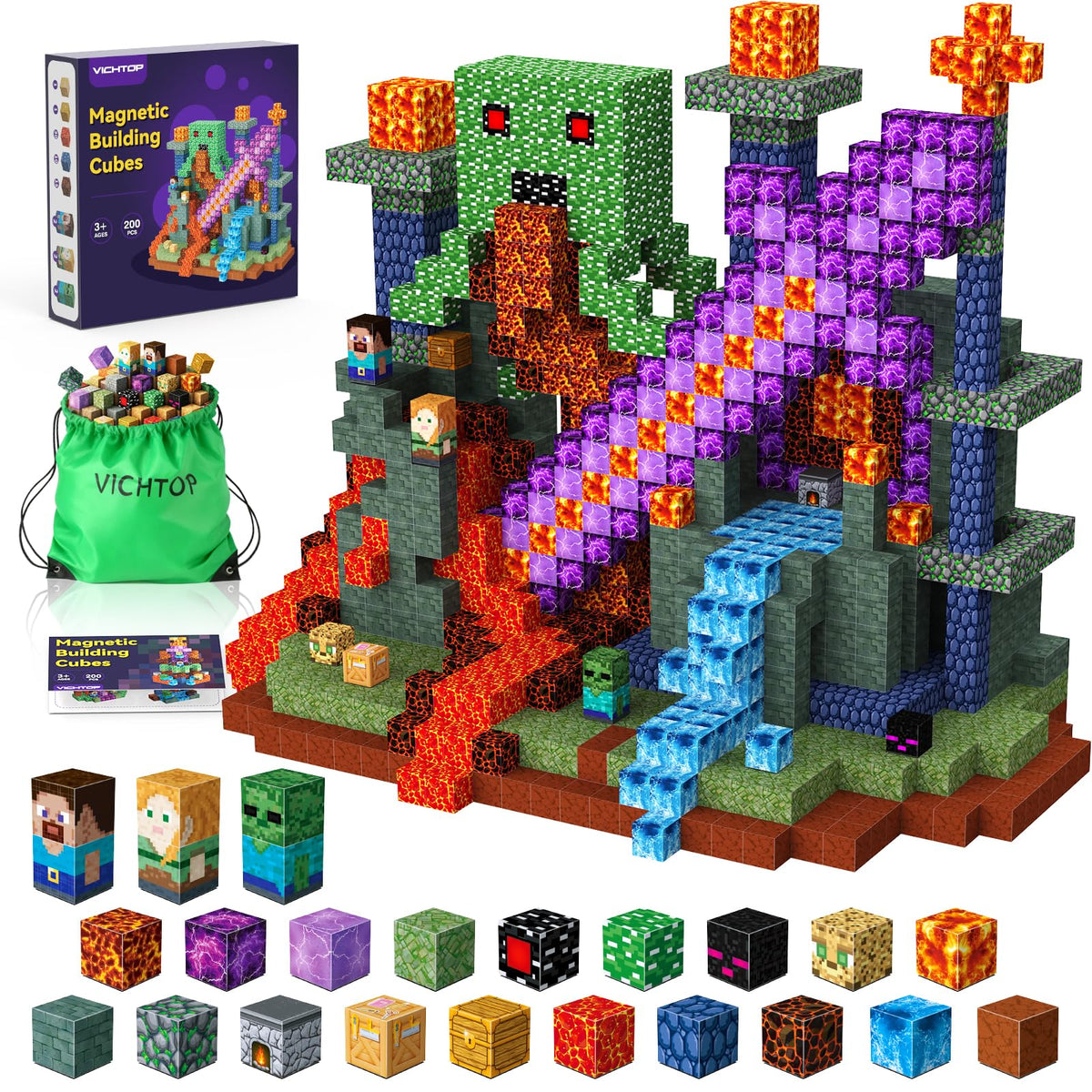 VICHTOP magnetic building blocks for desk assembly and imaginative play.