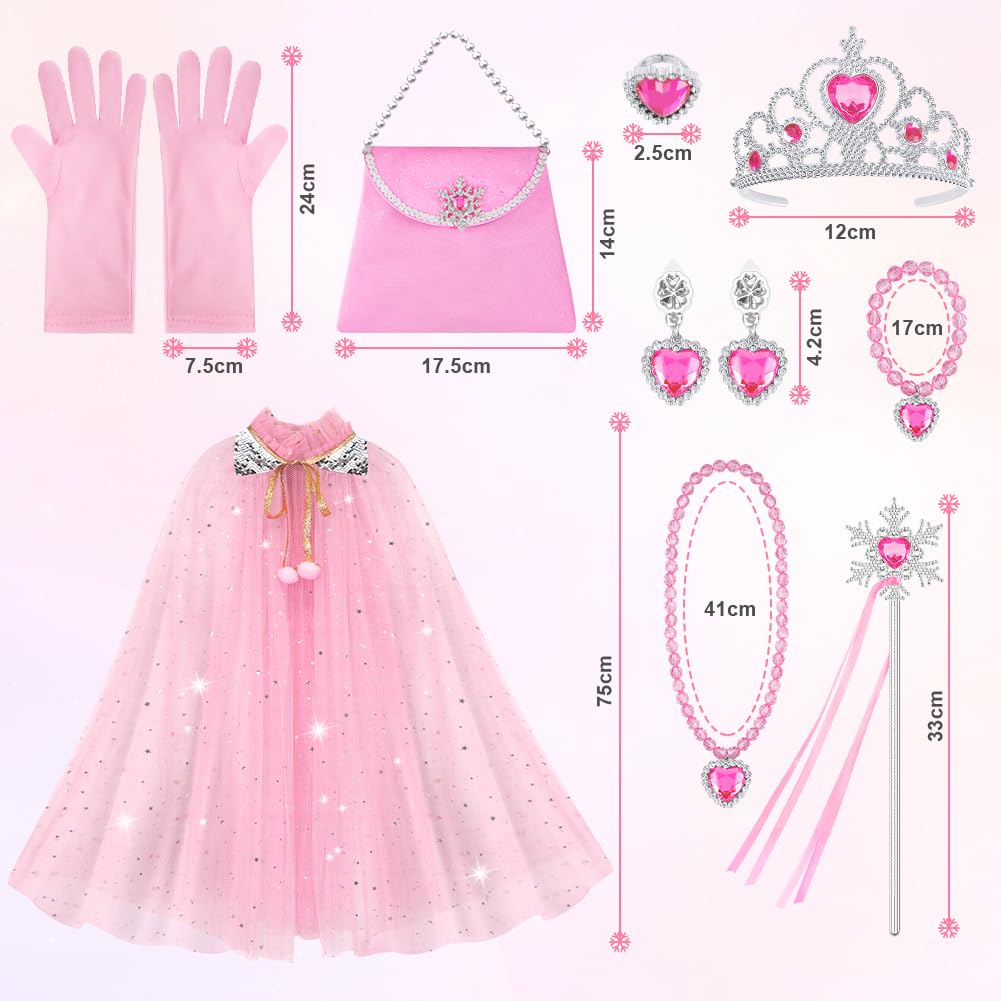 Vicloon princess cape set crown tiara adds a sparkling royal look for pretend play