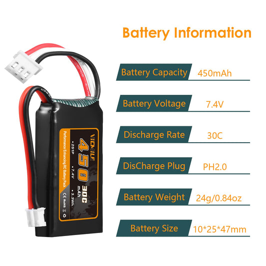 VICMILE PH2.0 plug LiPo battery for quick plug-and-play RC setups.