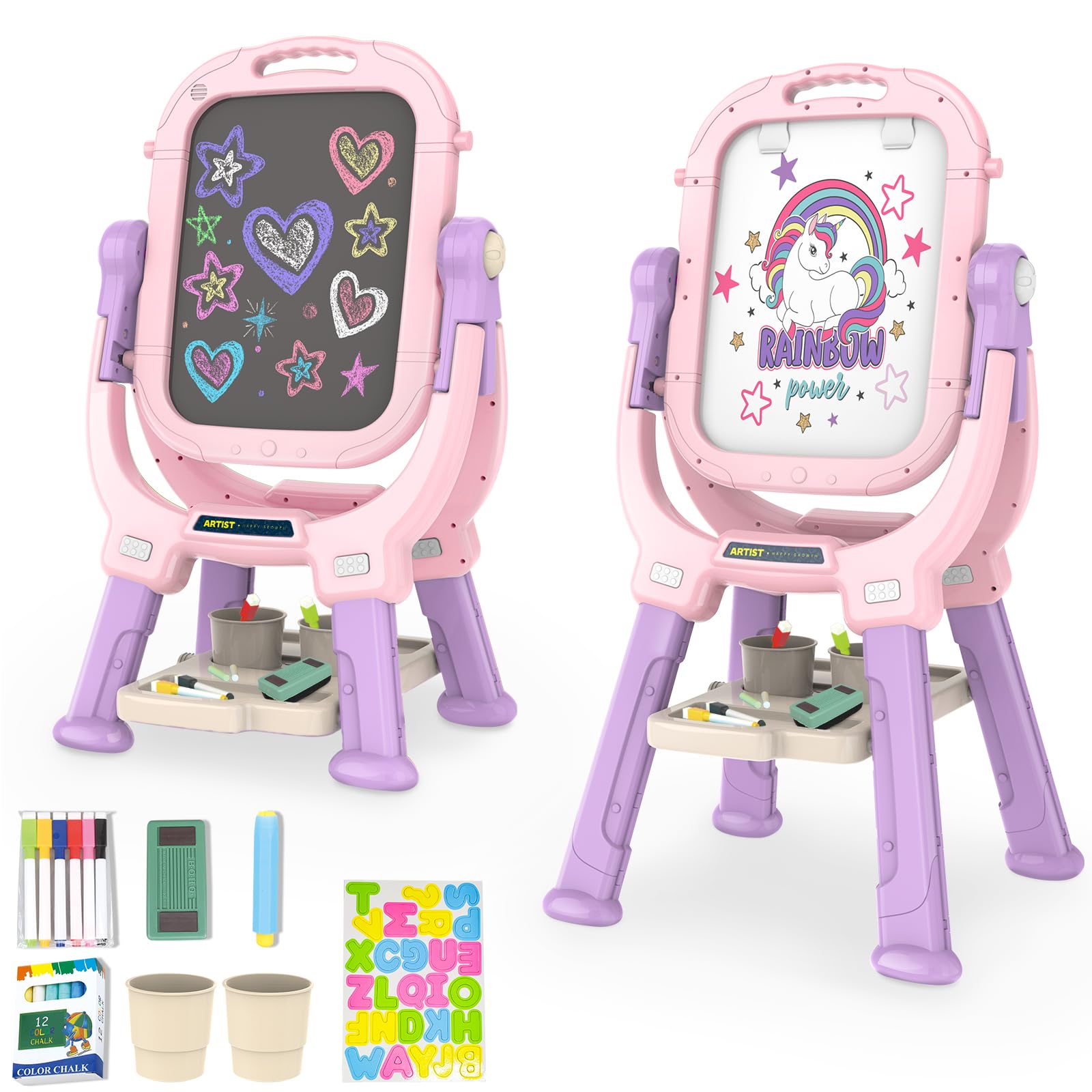 Victostar Easel with 360° rotation for dual-surface art sessions.