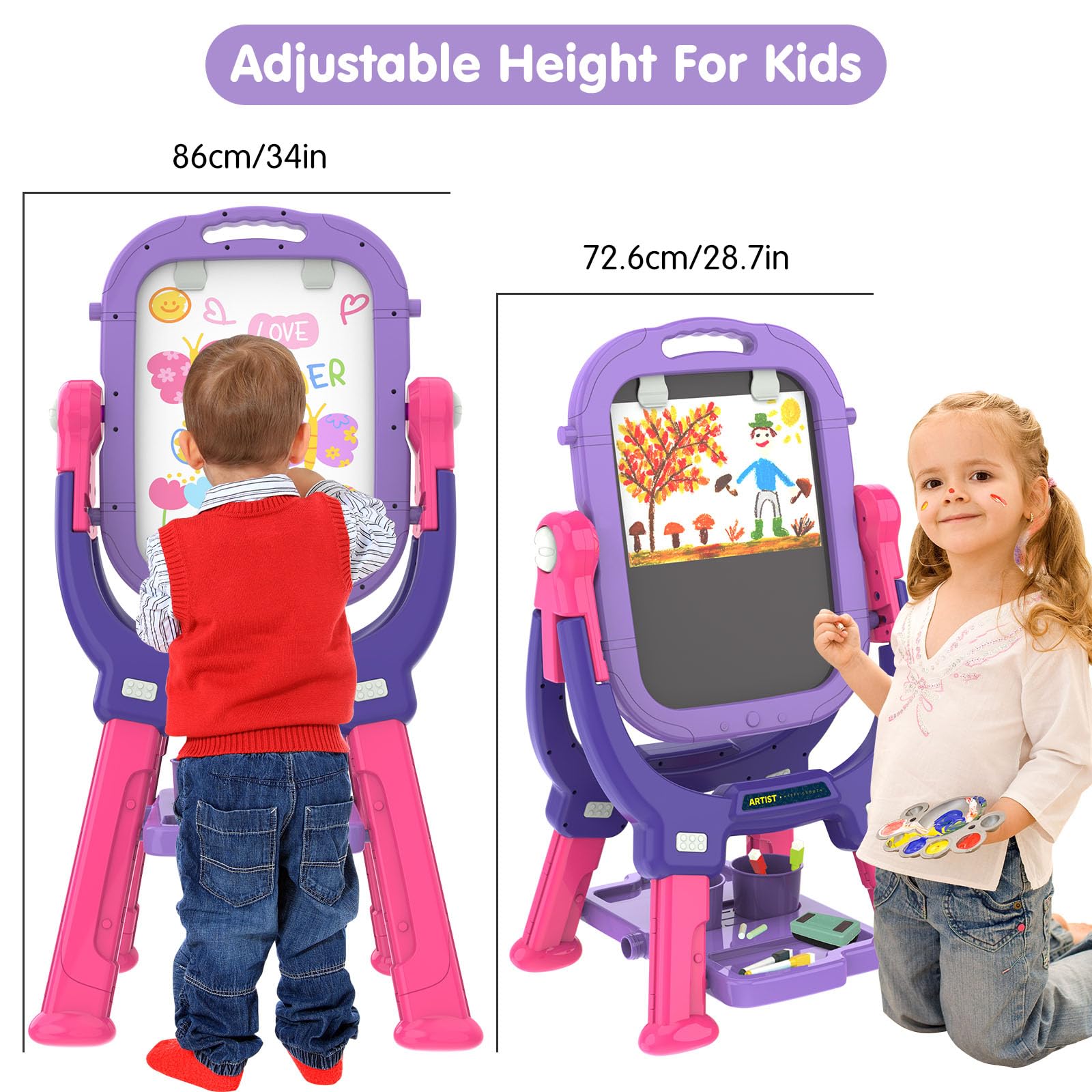 Victostar easel magnetic chalkboard enables organized magnetic art.