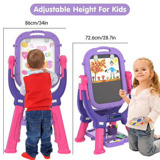 Victostar easel magnetic chalkboard enables organized magnetic art.