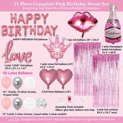 Vidal Crafts pink birthday decorations champagne balloon adds chic sparkle to celebrations.